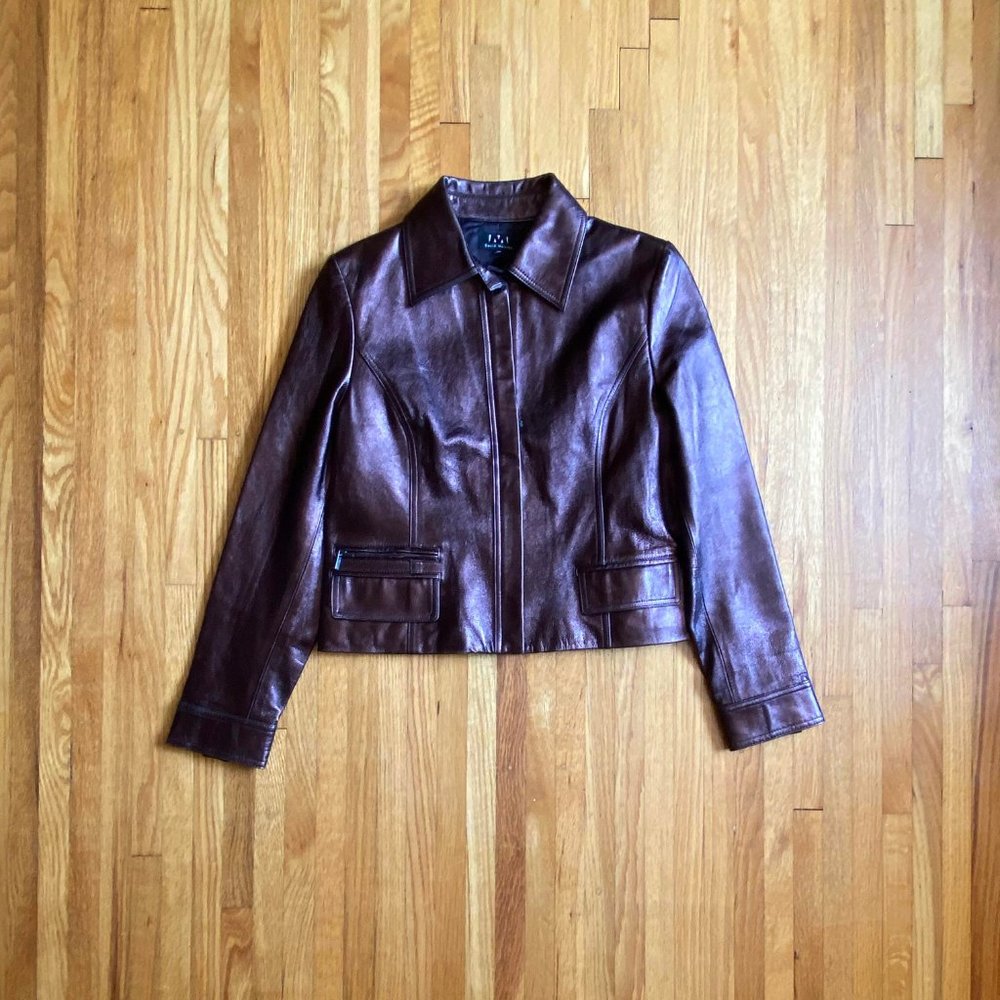 David Meister Metallic Leather Jacket - Picture 3 of 5